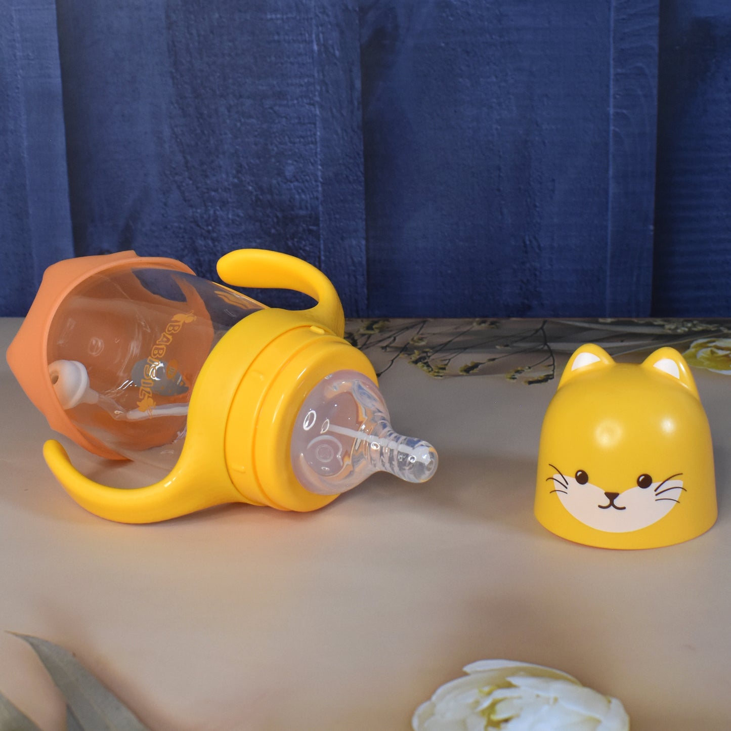 Glass Baby Feeding Bottle With Handles Straw (300 Ml 1 Pc)